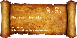 Matisa Hannó névjegykártya